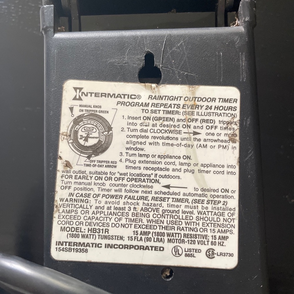 Intermatic Rain-tight Outdoor Timer - Model HB31R - USED - Picture 6 of 6